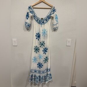 Poupette St Barth off the shoulder maxi embroidered dress - small